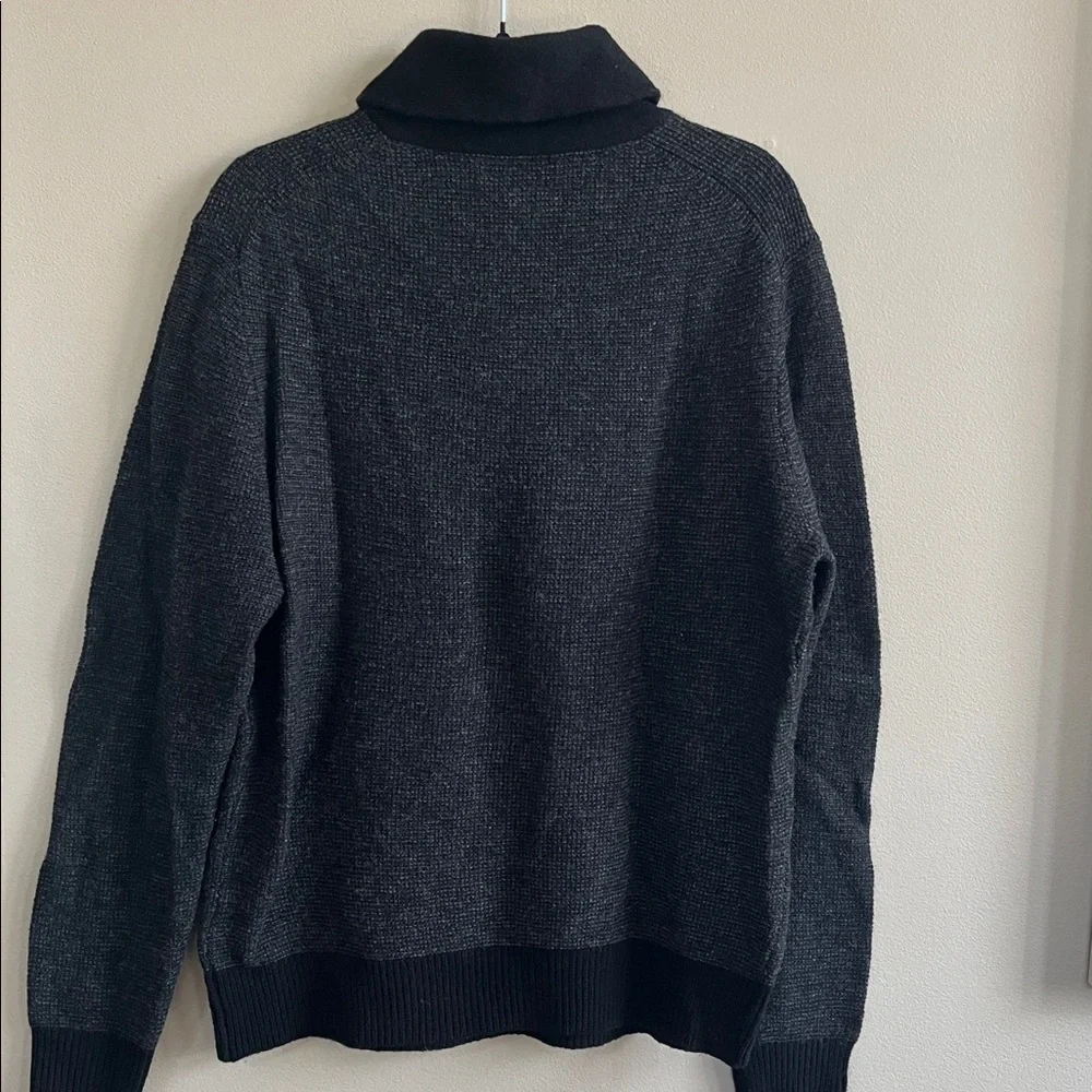 J Crew black pullover wool shawl collar sweater size large